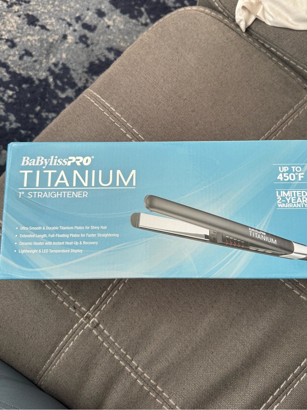 BaBylissPRO Titanium 1" Straightener - Light Blue Packaging